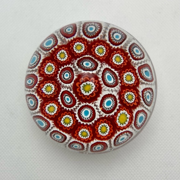 Quality Millefiori Glass Paper Weight, Heavy Glass, Murano Style Polished Base - Picture 3 of 7